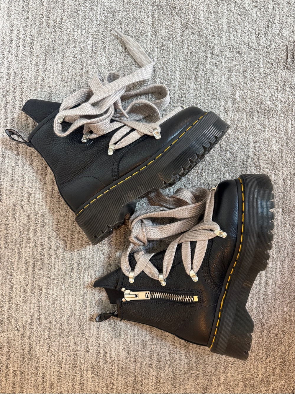 Rick Owens Dr Martens 1460 Quad Pentagram Jumbo Lace Boots Black Womens 7